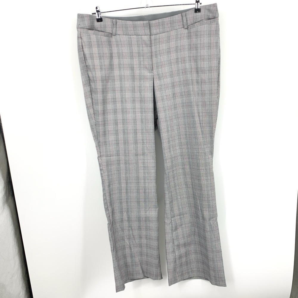 Lane Bryant Women Size 20 Pants Allie Trousers Black Maroon Red Check Straight